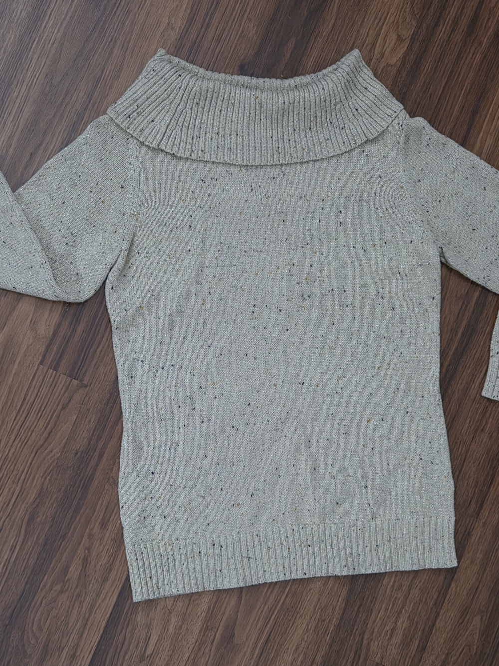 Charter Club Off-Shoulder Speckled Knit Sweater - Cream with Multicolor Flecks